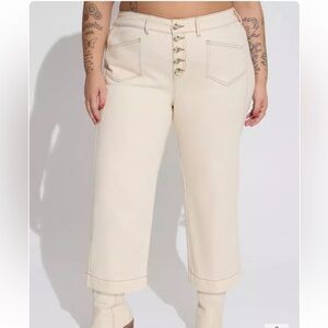 Torrid Crop Wide Leg Classic Denim High-Rise Jean natural cream jeans button fly